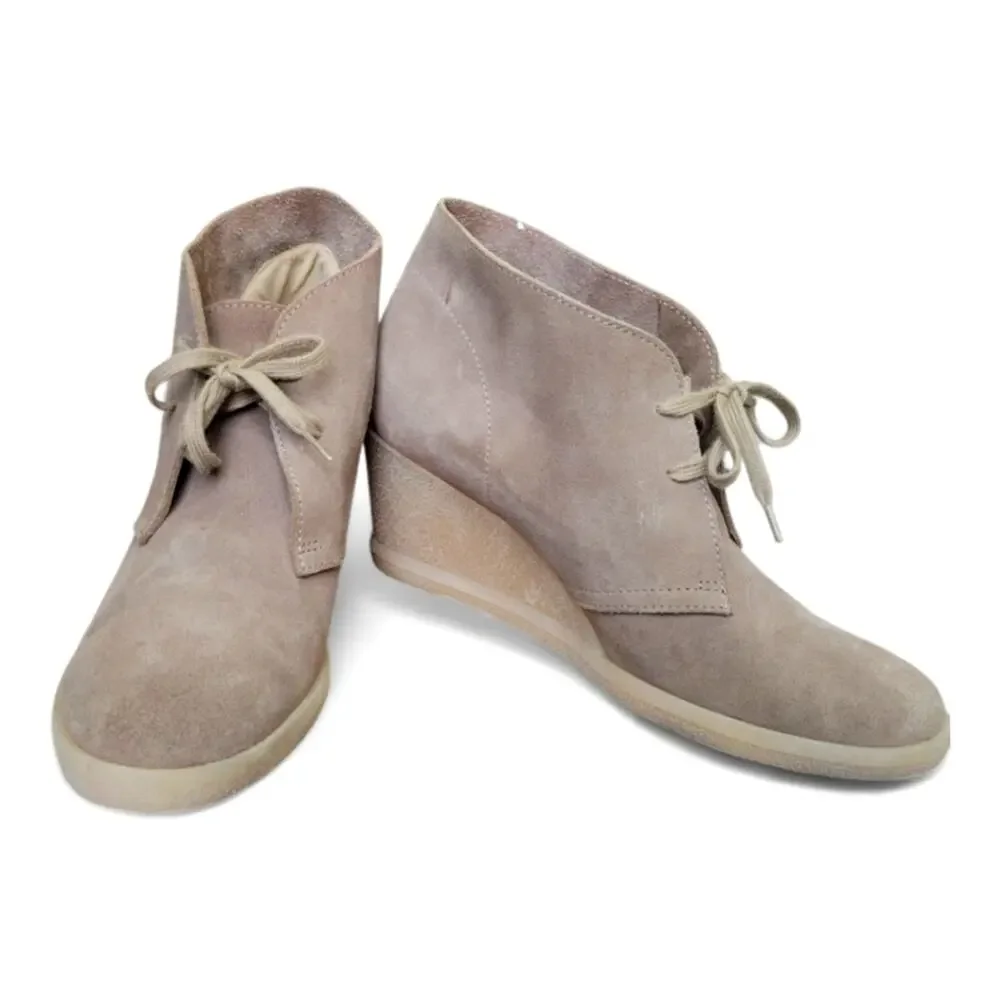 J.Crew Factory MacAlister Wedge Boots Suede Size 10 Taupe Tan-Gray